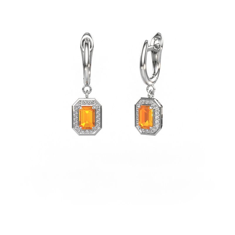 Pendants d'oreilles Dodie 1 585 or blanc citrine 6x4 mm