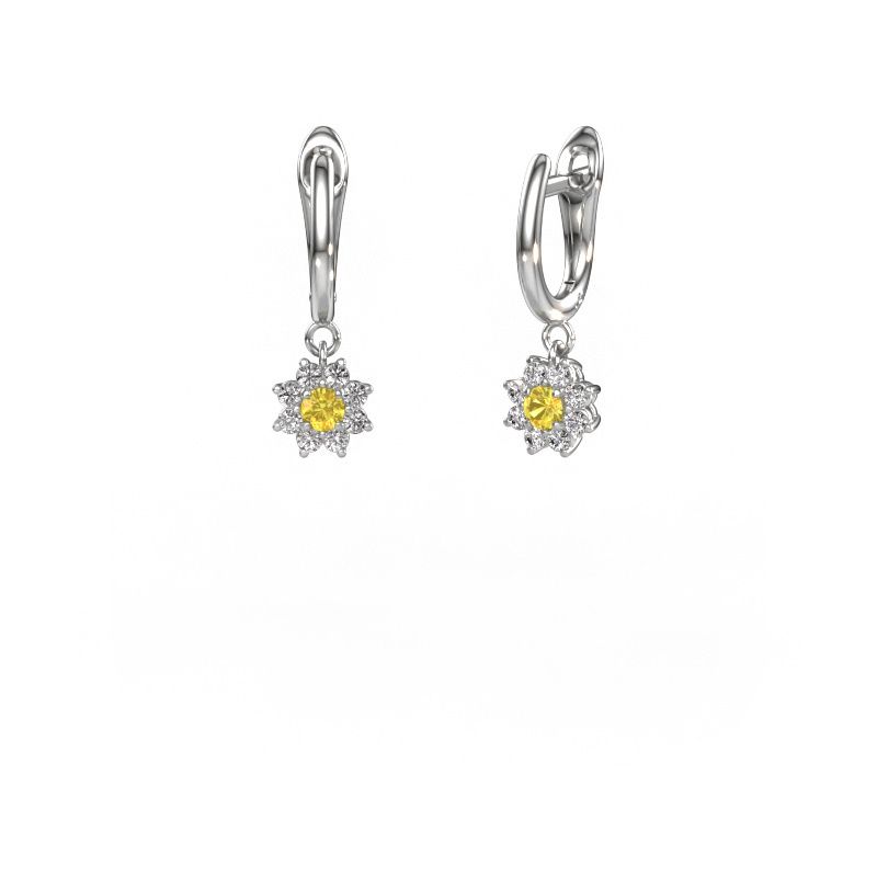 Pendants d'oreilles Camille 1 585 or blanc saphir jaune 3 mm