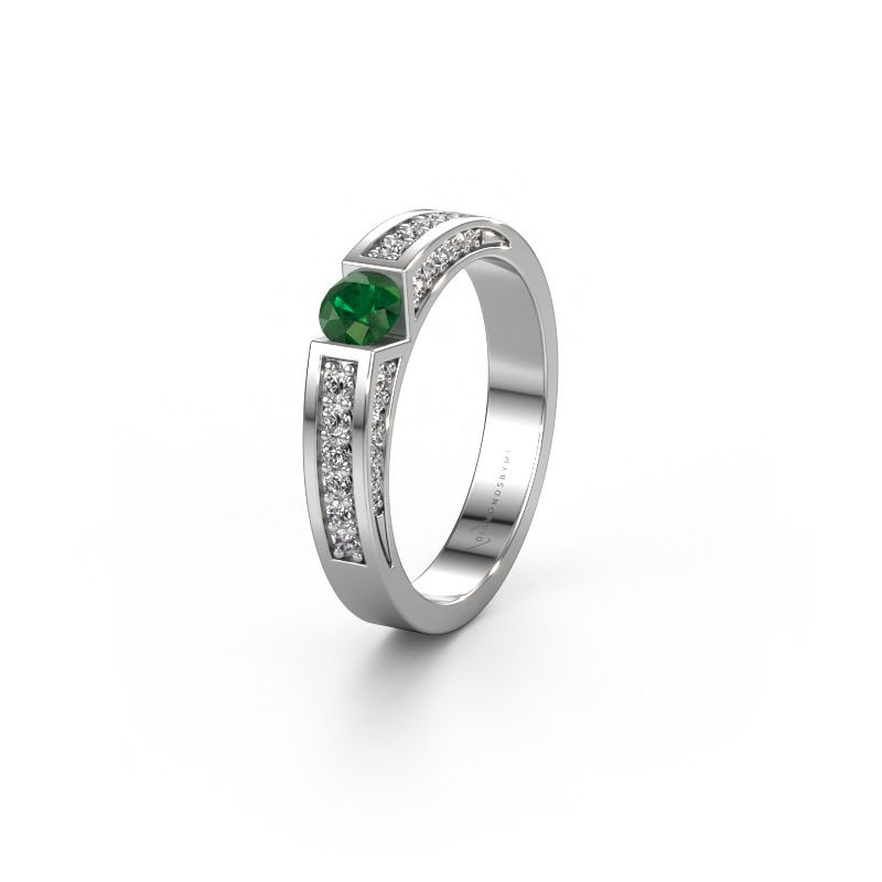 Wedding ring WH2098L 950 platinum emerald ±4x3 mm