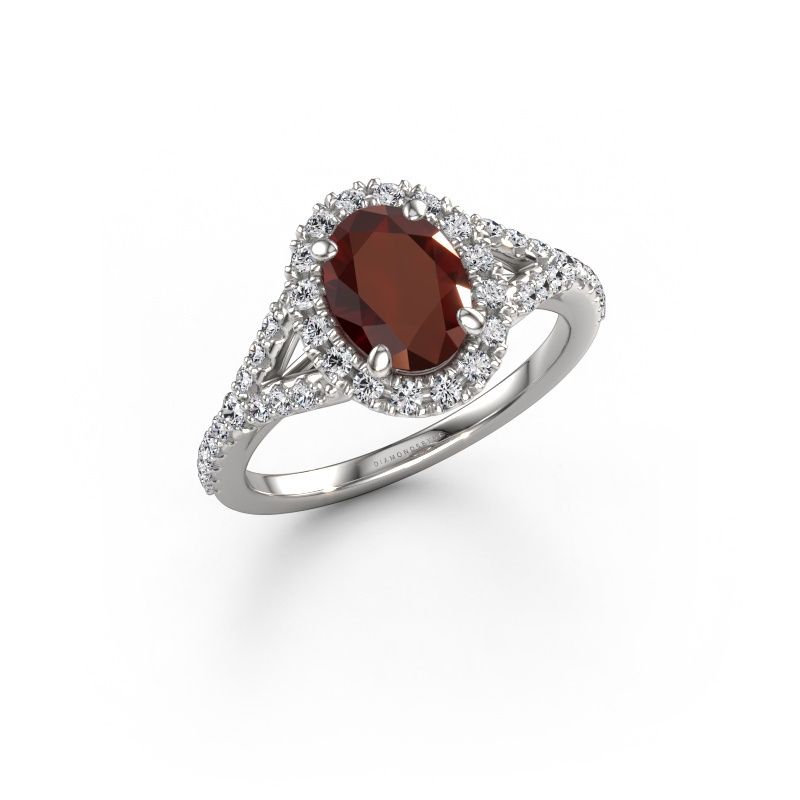 Engagement ring Kimber OVL 585 white gold garnet 8x6 mm