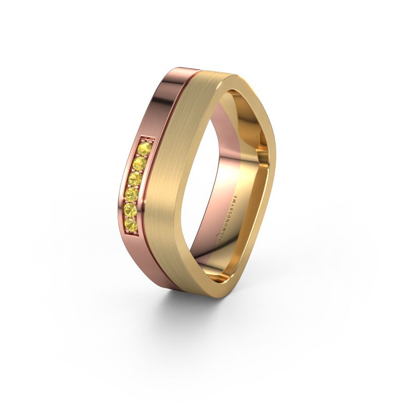 Wedding ring WH6030L16A 585 rose gold yellow sapphire ±6x1.7 mm