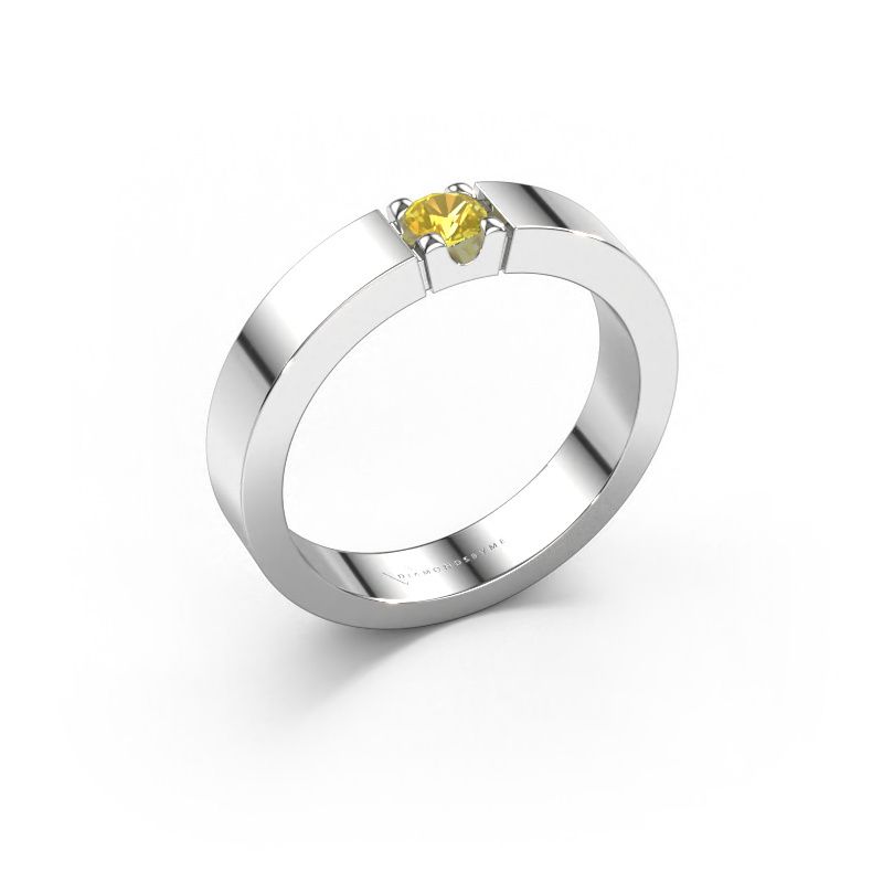 Ring Dana 1 585 white gold yellow sapphire 3.7 mm