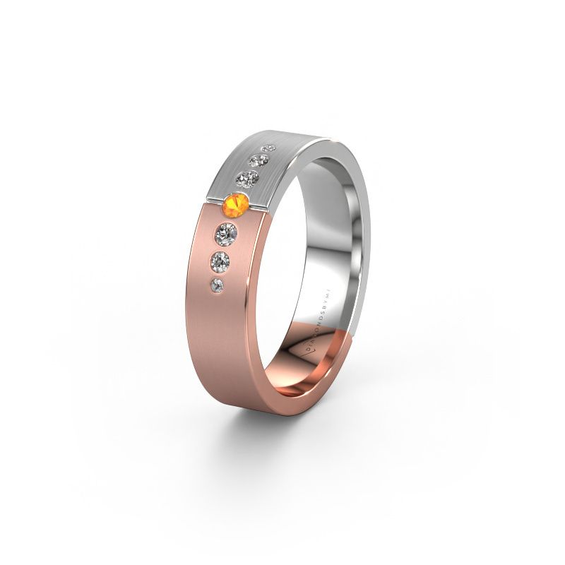 Trouwring WH1101L15SAM 585 rosé goud citrien ±5x1.7 mm