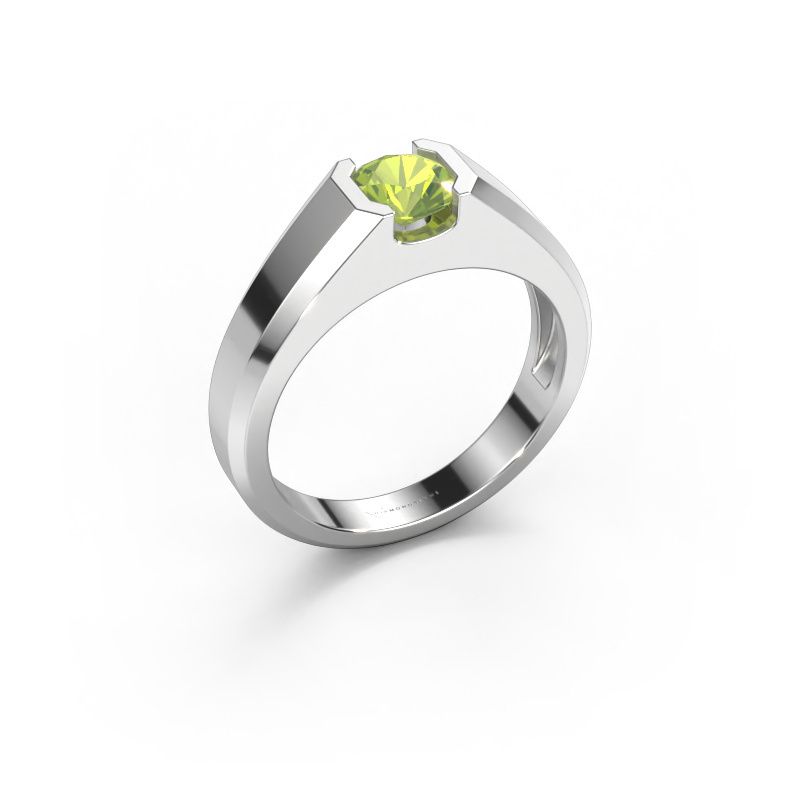 Men's ring Indigo 585 white gold peridot 6 mm