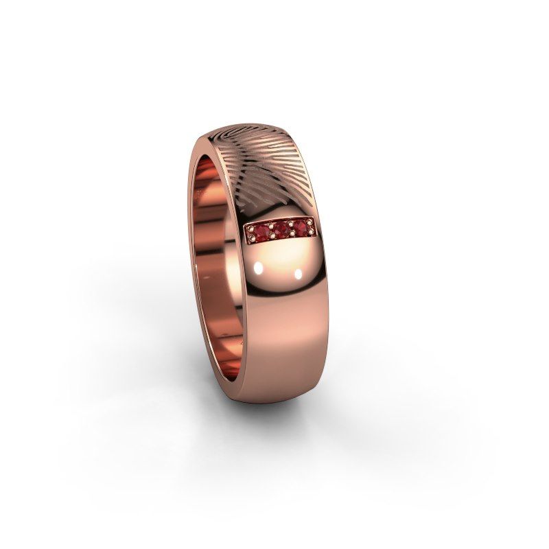 Afbeelding van Trouwring Daine<br/>585 rosé goud ±6x2.1 mm<br/>Robijn 1.2 mm