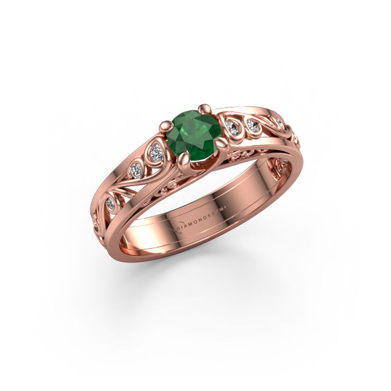 Bague Quinty 585 or rose emeraude 4.7 mm