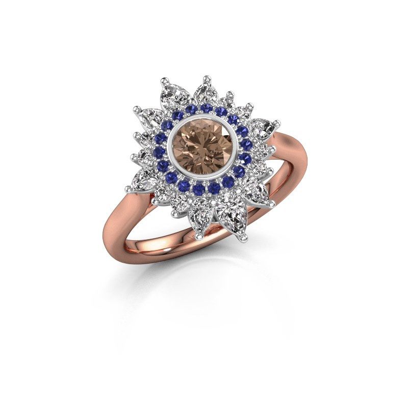 Image of Engagement ring Tianna 585 rose gold brown diamond 1.736 crt