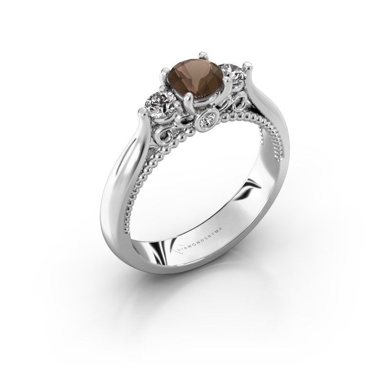 Afbeelding van Verlovingsring Tiffani<br/>585 witgoud<br/>Rookkwarts 5 mm
