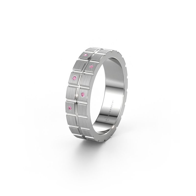 Vriendschapsring WH2011L 950 platina roze saffier ±5 x 1,8 mm