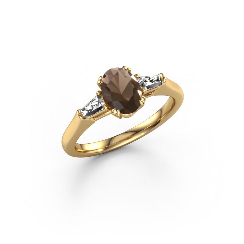 Verlovingsring Indy OVL 585 goud rookkwarts 8x6 mm