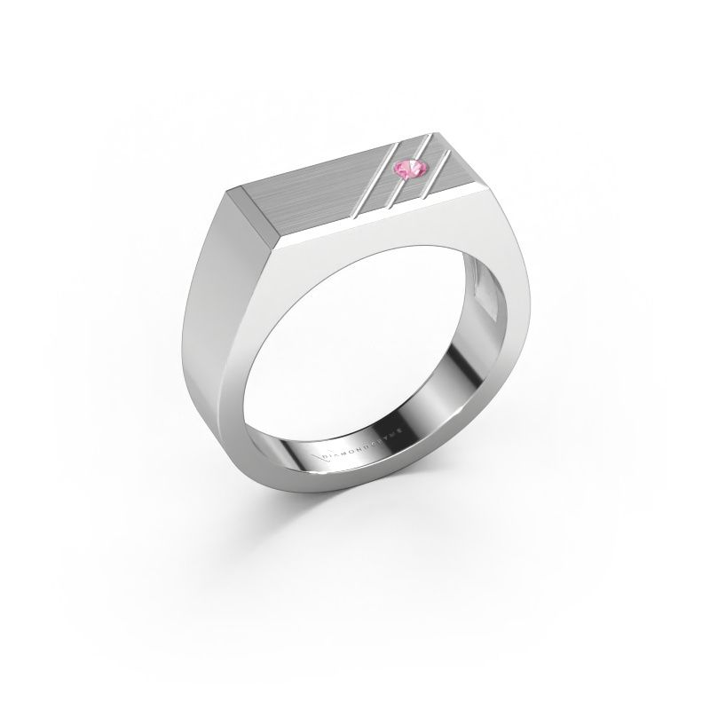 Men's ring Dree 5 585 white gold pink sapphire 2.4 mm