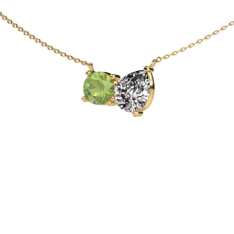 Pendant Toi et Moi RND PER 585 gold peridot 6.5 mm