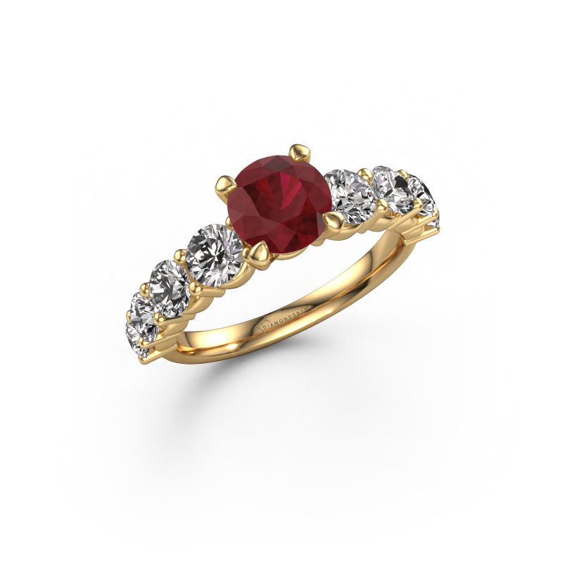 Verlovingsring Deja 585 goud robijn 6.5 mm