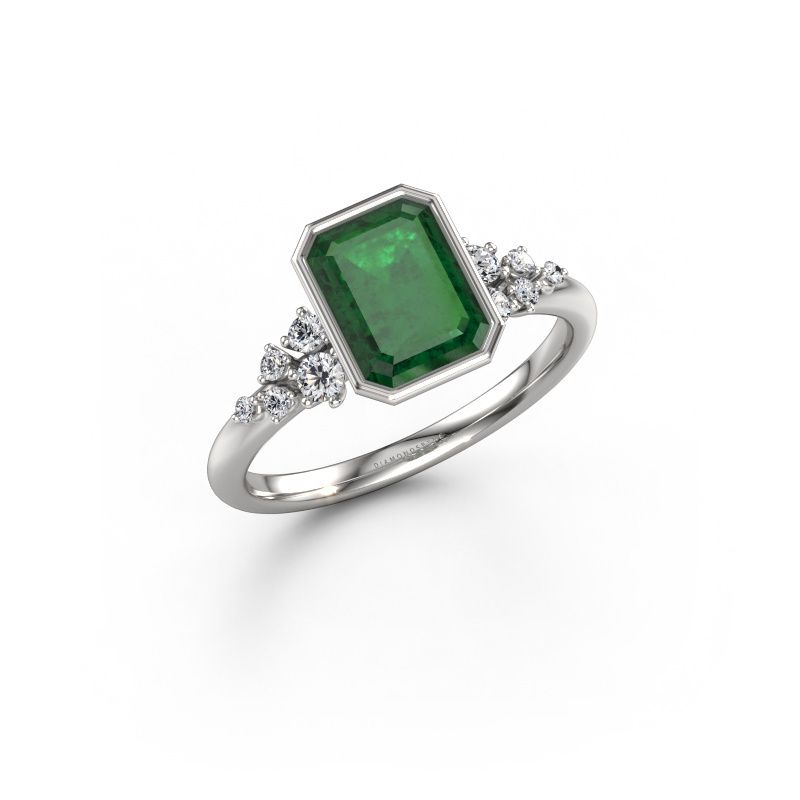 Engagement ring Aliyah EME 950 platinum emerald 8x6 mm