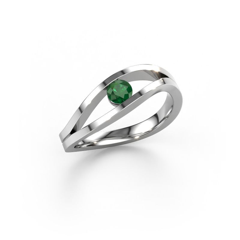 Engagement ring Sigrid 1 950 platinum emerald 3.7 mm