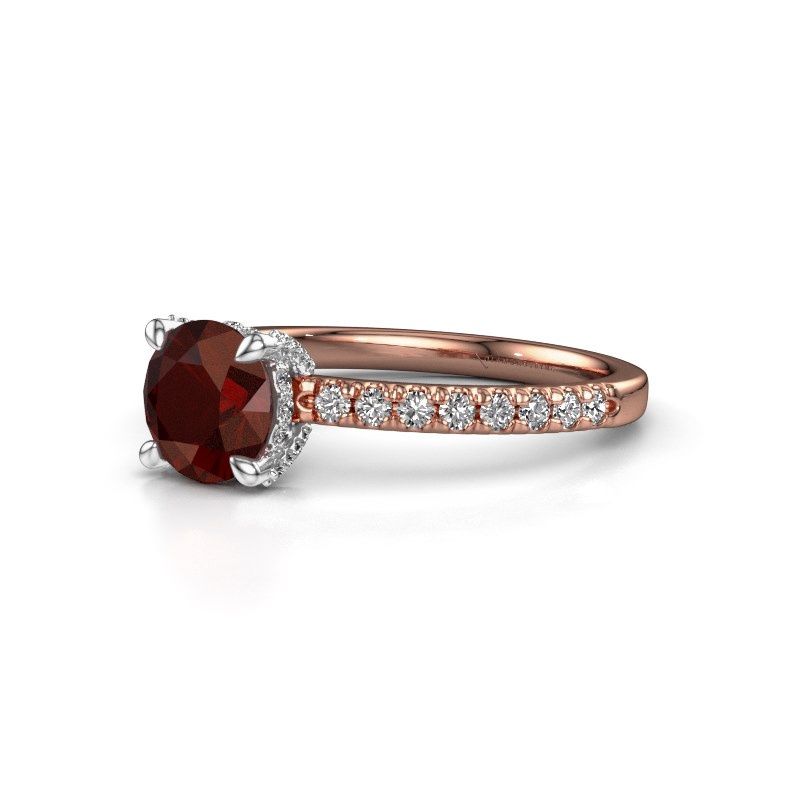 Image of Engagement ring saskia rnd 1<br/>585 rose gold<br/>Garnet 6.5 mm