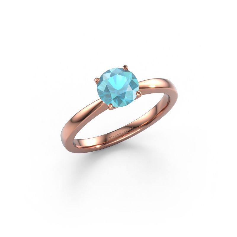 Bague de fiançailles Kitty 585 or rose topaze bleue 6.2 mm