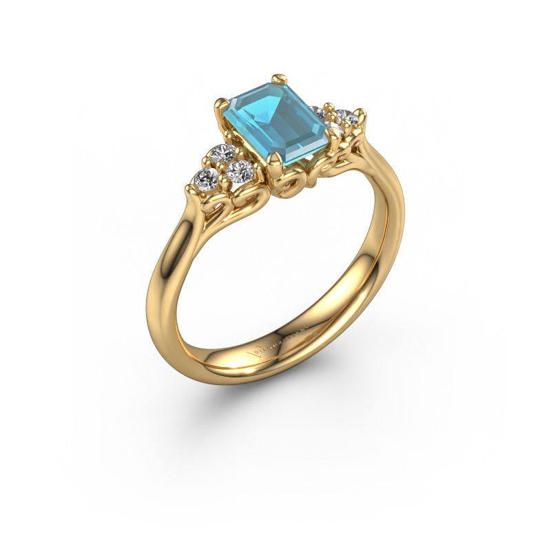Engagement ring Myrna EME 585 gold blue topaz 6x4 mm
