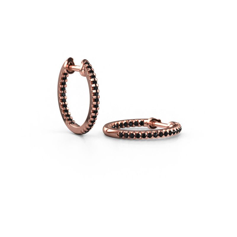 Hoop earrings Jackie 12.5 mm B 585 rose gold black diamond 0.324 crt