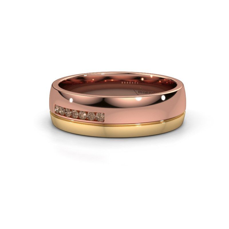 Image of Wedding ring WH0308L26AP<br/>585 rose gold ±6x1.7 mm<br/>Brown diamond