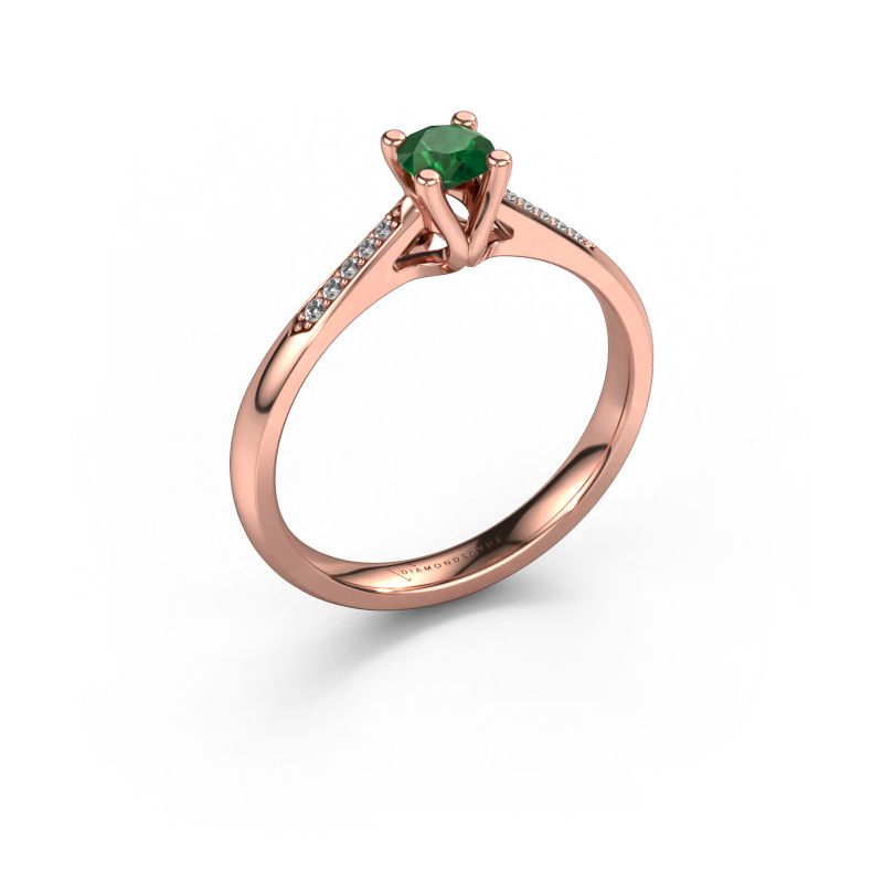 Promise ring Janna 2 585 rosé goud smaragd 4 mm