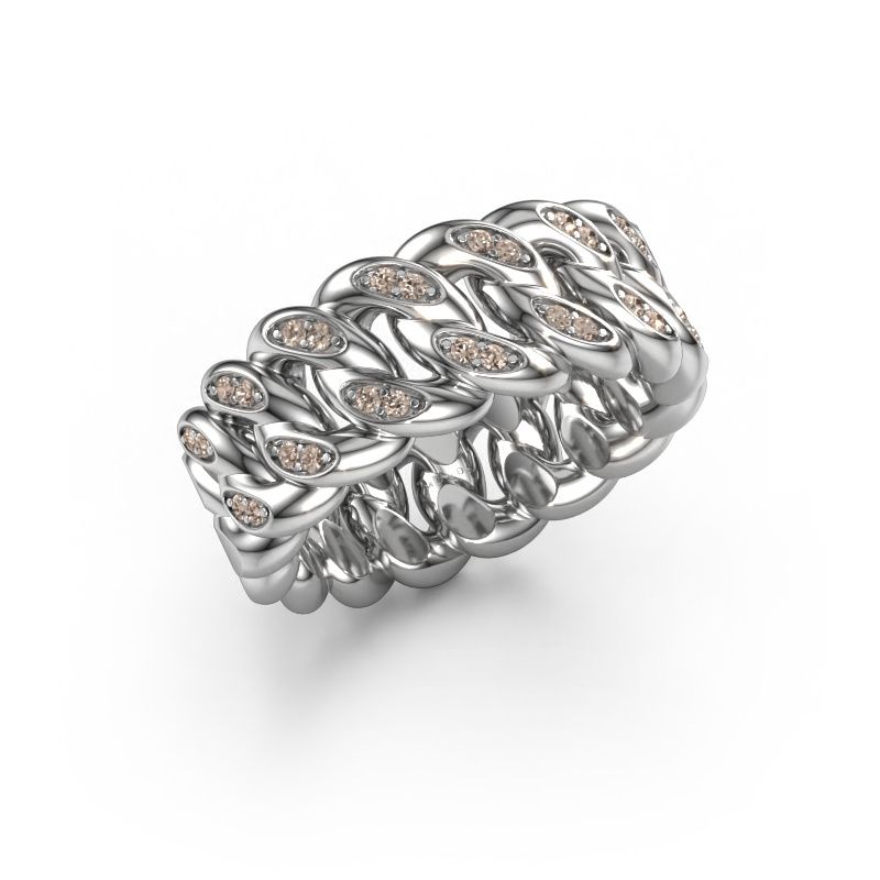 Men's ring Redouan 2 585 white gold brown diamond 0.188 crt