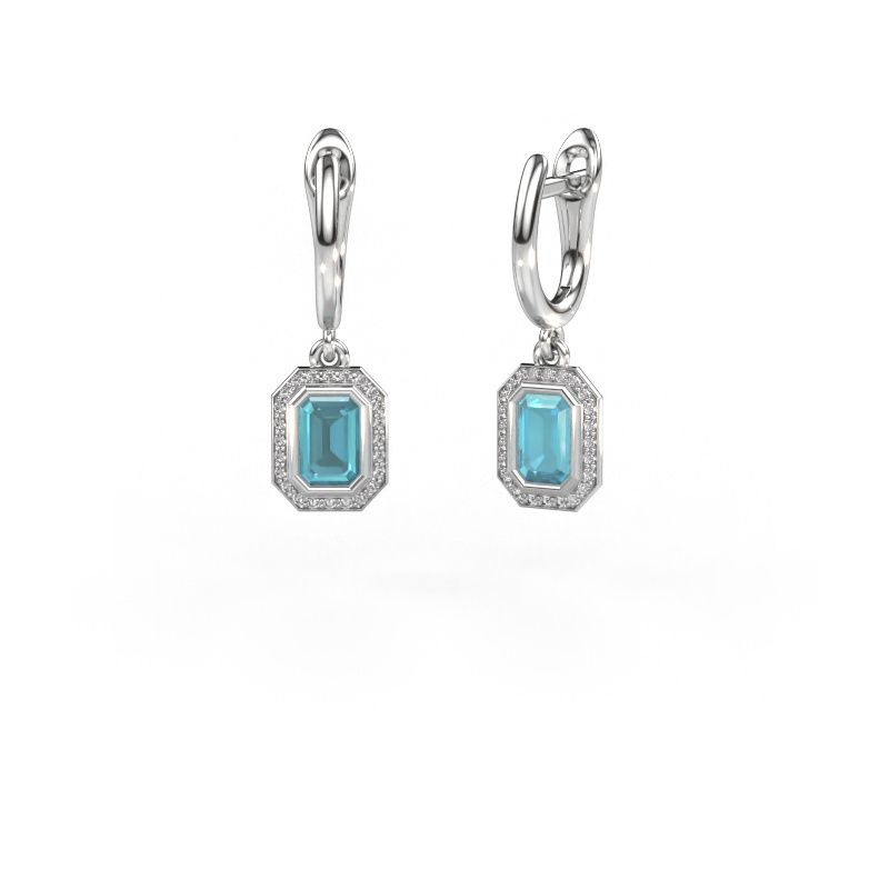 Ohrhänger Noud EME 585 Weißgold Blau Topas 6x4 mm