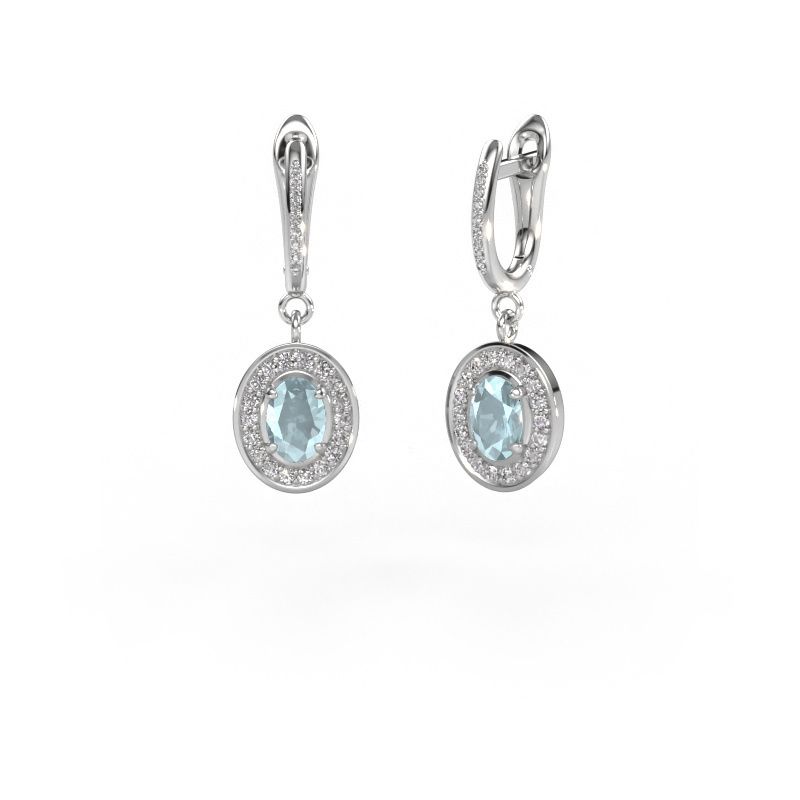 Pendants d'oreilles Layne 2 585 or blanc aigue-marine 7x5 mm
