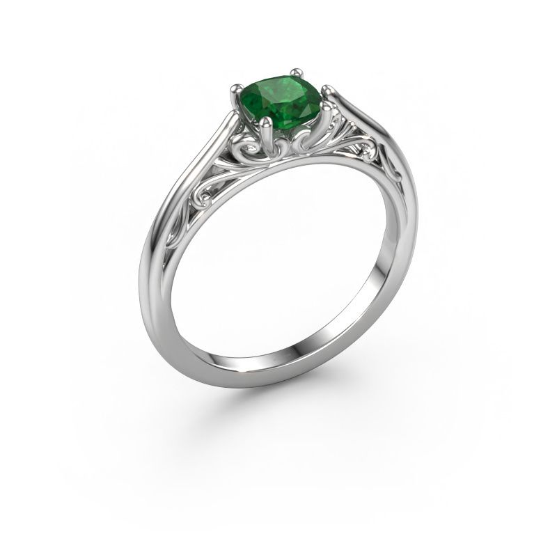 Engagement ring Shannon cus 950 platinum emerald 5 mm