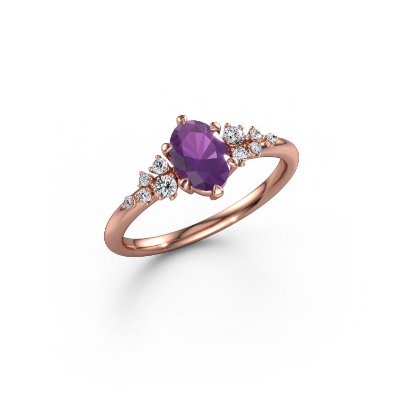 Bague Royce OVL 585 or rose améthyste 7x5 mm