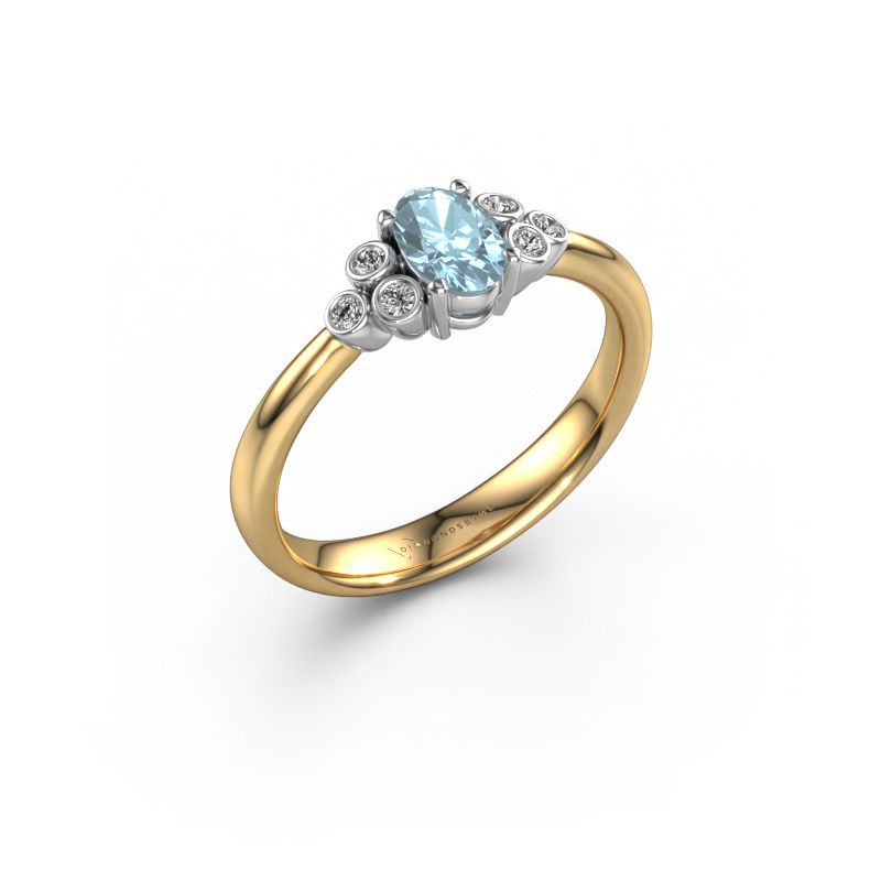 Engagement ring Lucy 1 585 gold blue lab grown diamond 6x4 mm