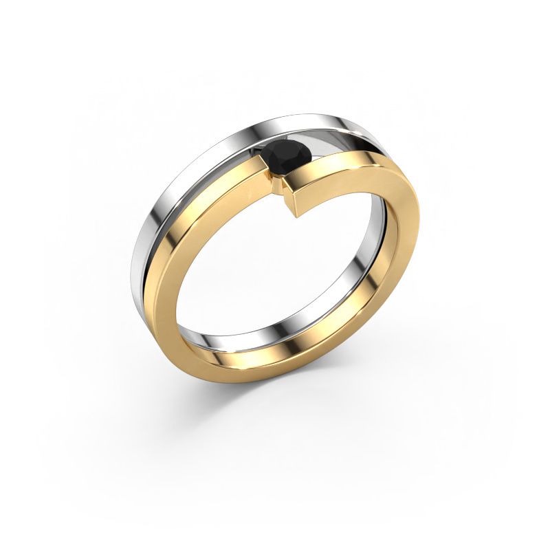 Bague Nikia 585 or blanc diamant noir 0.18 crt