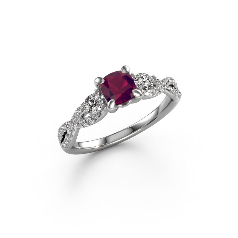 Image of Engagement Ring Marilou Cus<br/>585 white gold<br/>Rhodolite 5 mm