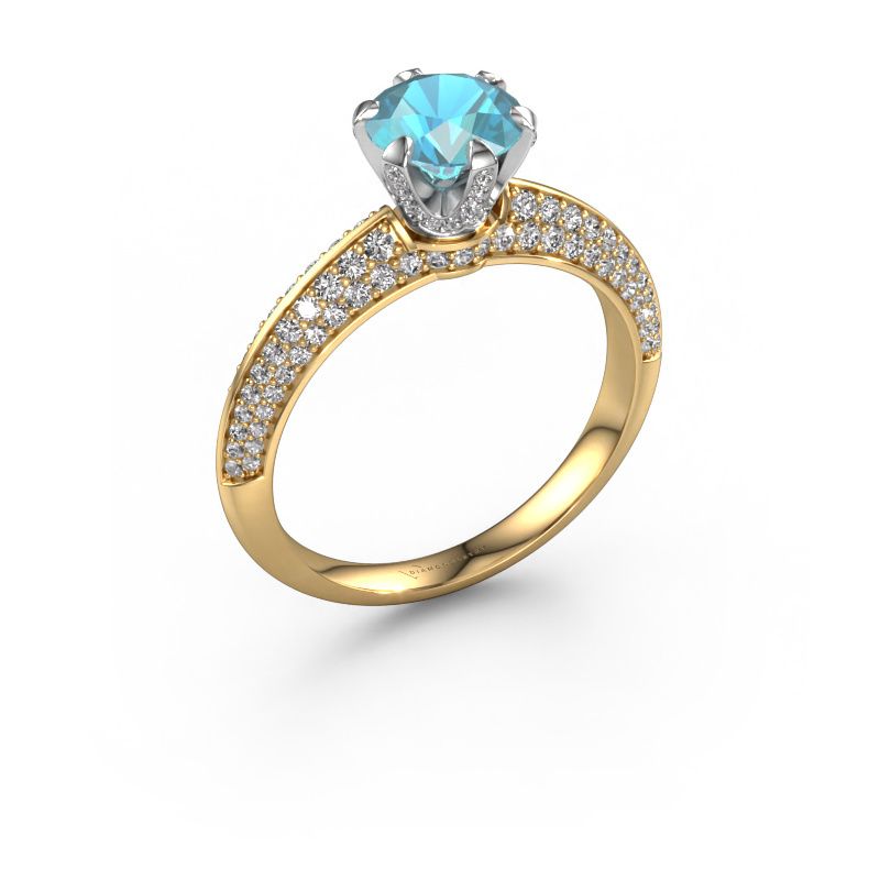 Verlovingsring Abby 585 goud blauw topaas 6.5 mm