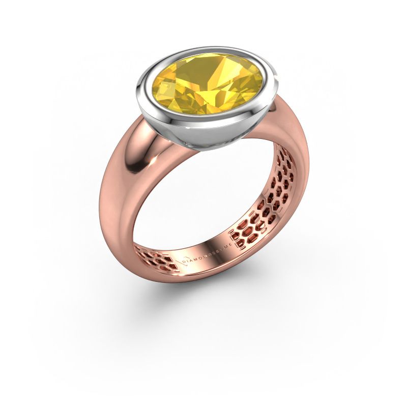 Bague Evelyne 585 or rose saphir jaune 10x8 mm