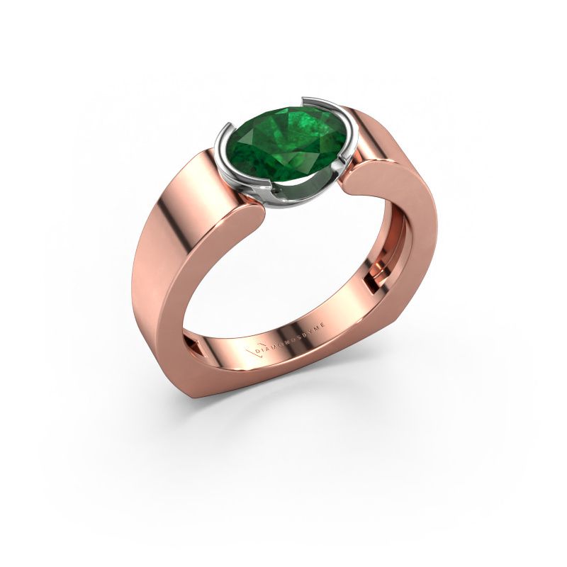 Ring Tonya 585 rosé goud smaragd 8x6 mm