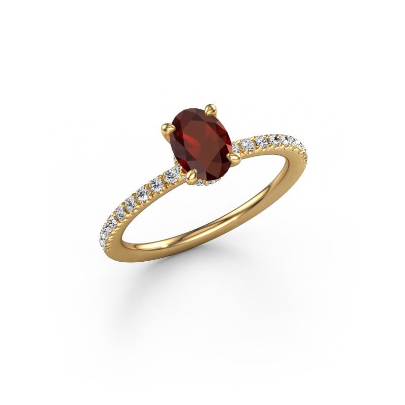 Anello di fidanzamento Crystal OVL 4 585 oro granato 7x5 mm