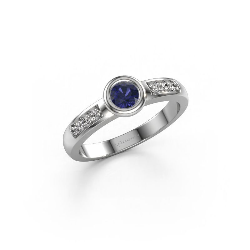 Engagement ring Lieke 585 white gold sapphire 4 mm