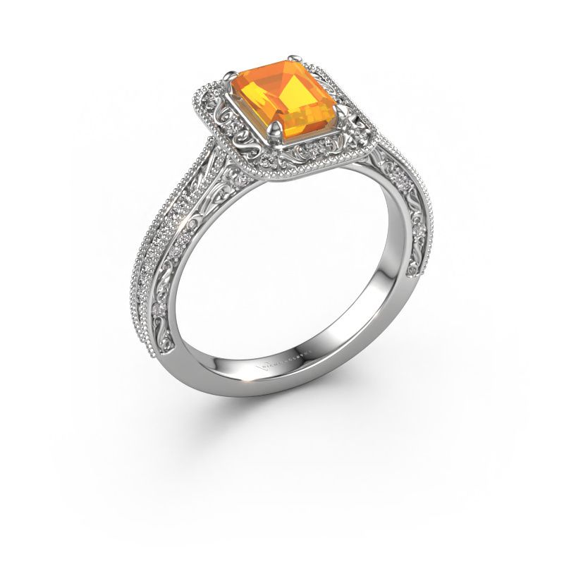 Bague de fiançailles Alice EME 950 platine citrine 7x5 mm