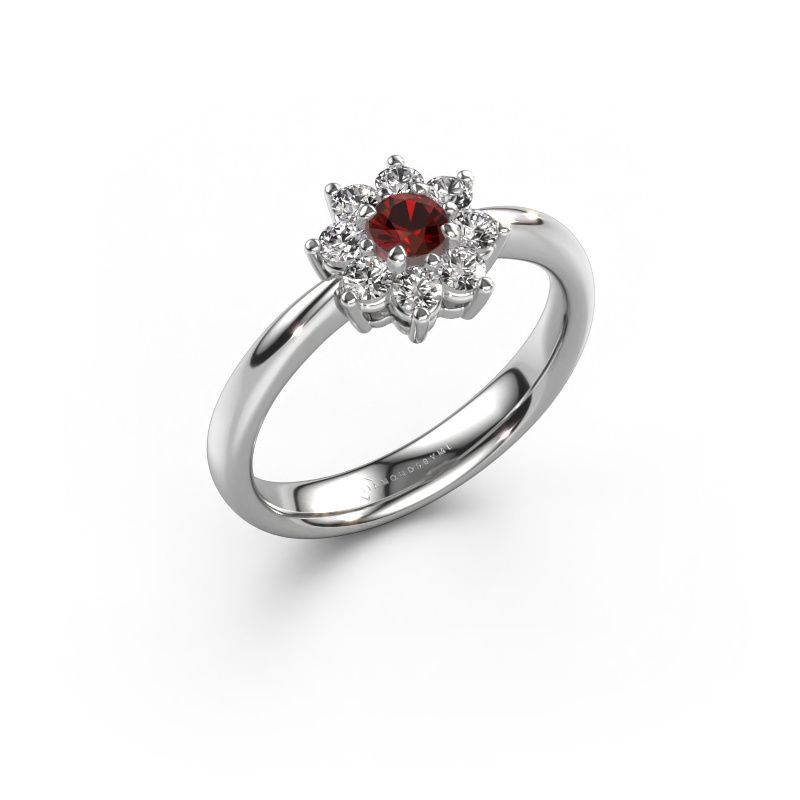 Verlobungsring Camille 1 585 Weißgold Granat 3.4 mm