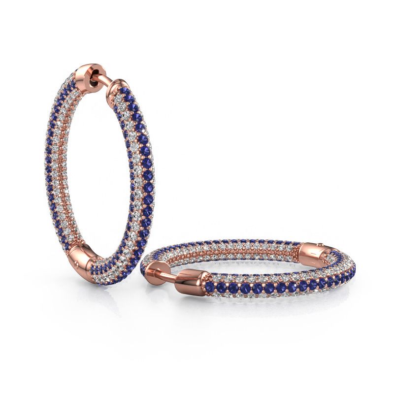 Créoles Hope 20mm 585 or rose saphir 1 mm