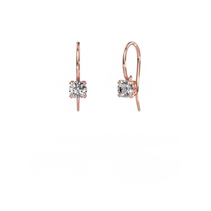 Drop earrings Cleo RND 585 rose gold zirconia 5 mm