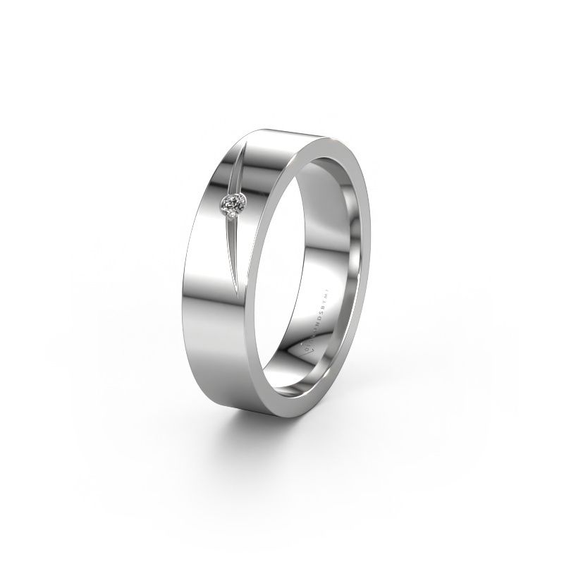 Trouwring WH0170L15A 585 witgoud diamant ±5x1.7 mm