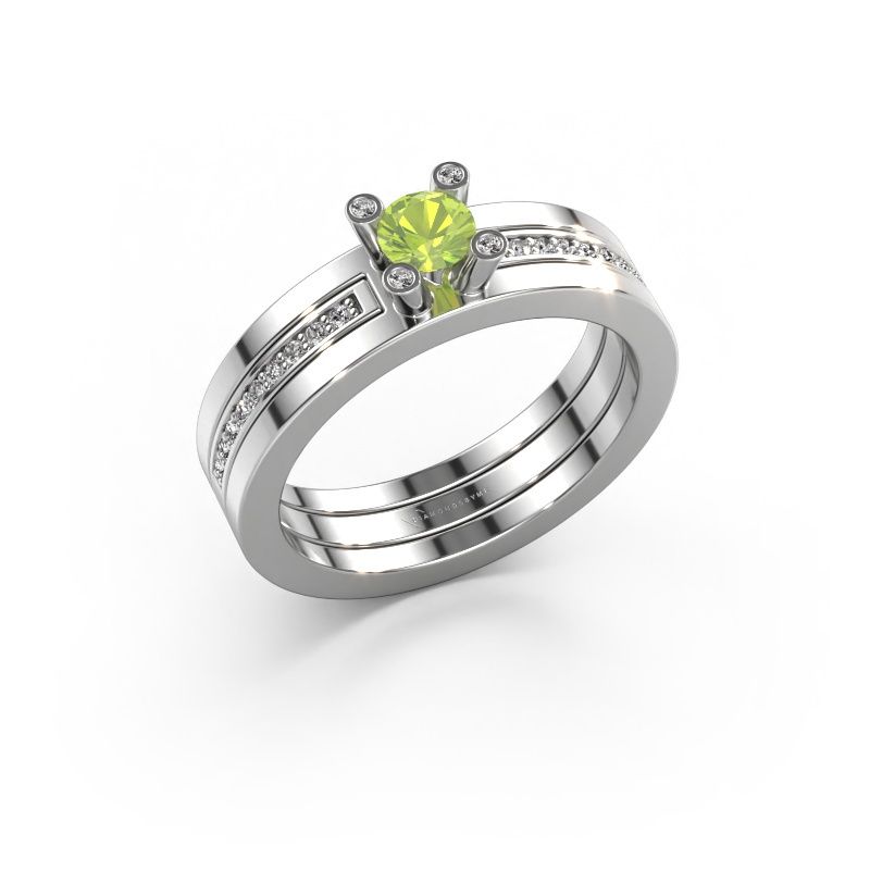 Verlobungsring Alisha 585 Weißgold Peridot 4 mm