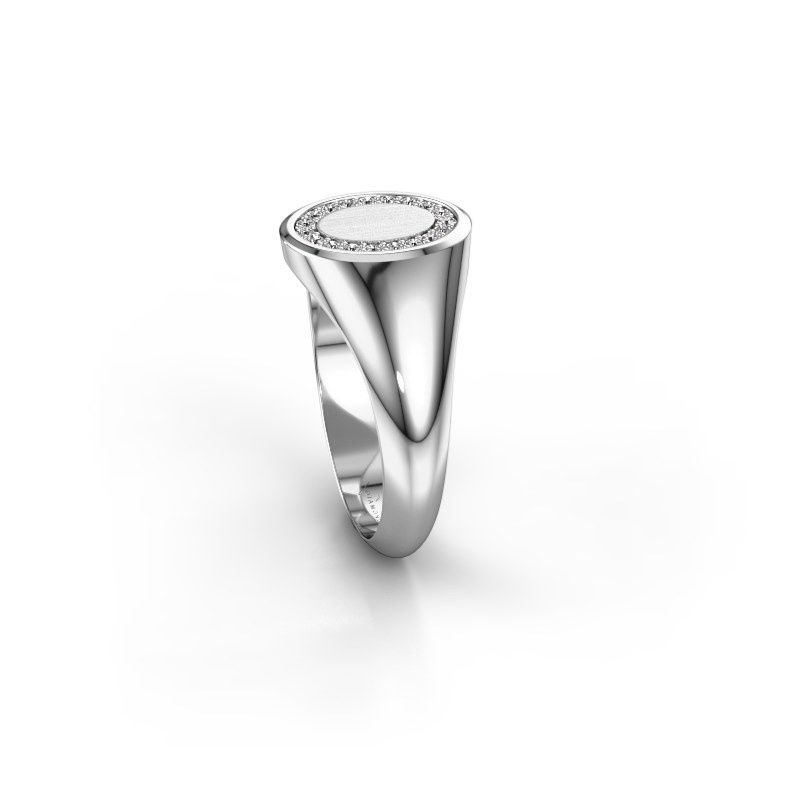 Image of Pinky ring floris oval 1<br/>585 white gold<br/>Lab-grown diamond 0.143 crt