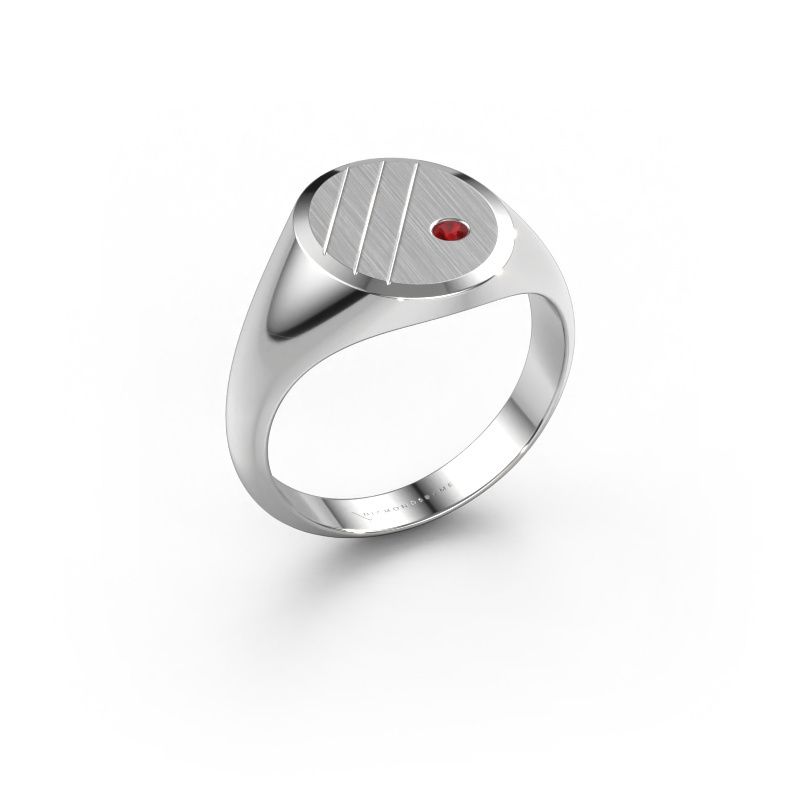 Signet ring Wesley 2 950 platinum ruby 2 mm