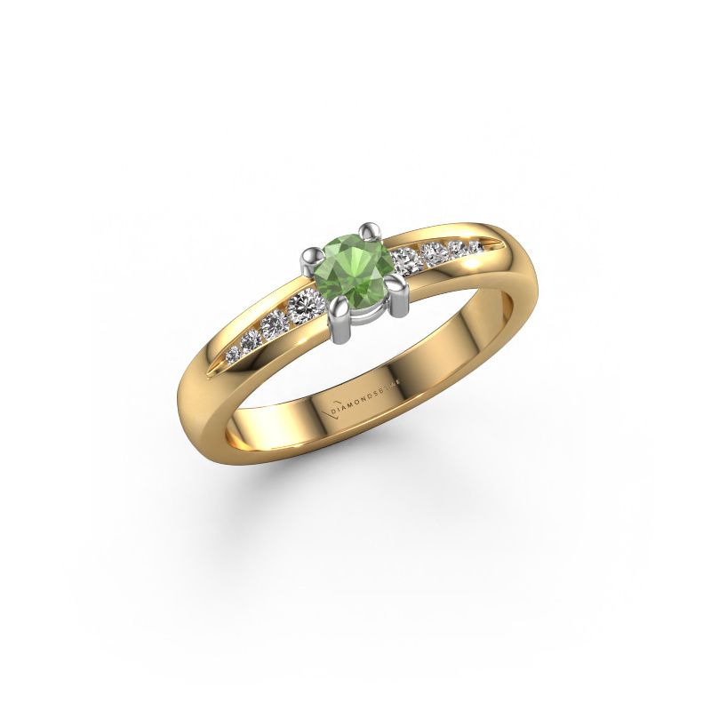 Verlobungsring Zohra 585 Gold Turmalin grün 4 mm