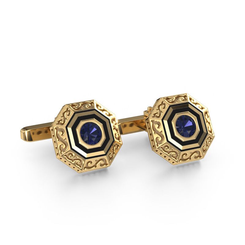 Cufflinks Dion 585 gold sapphire 5 mm