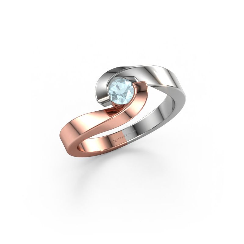 Ring Sheryl 585 rose gold aquamarine 4 mm
