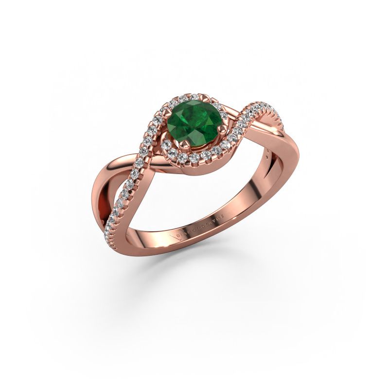 Verlovingsring Melody 585 rosé goud smaragd 5 mm